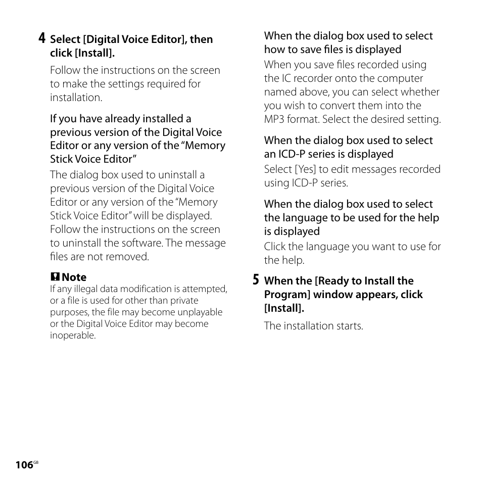 Sony ICD-SX800 User Manual | Page 106 / 136