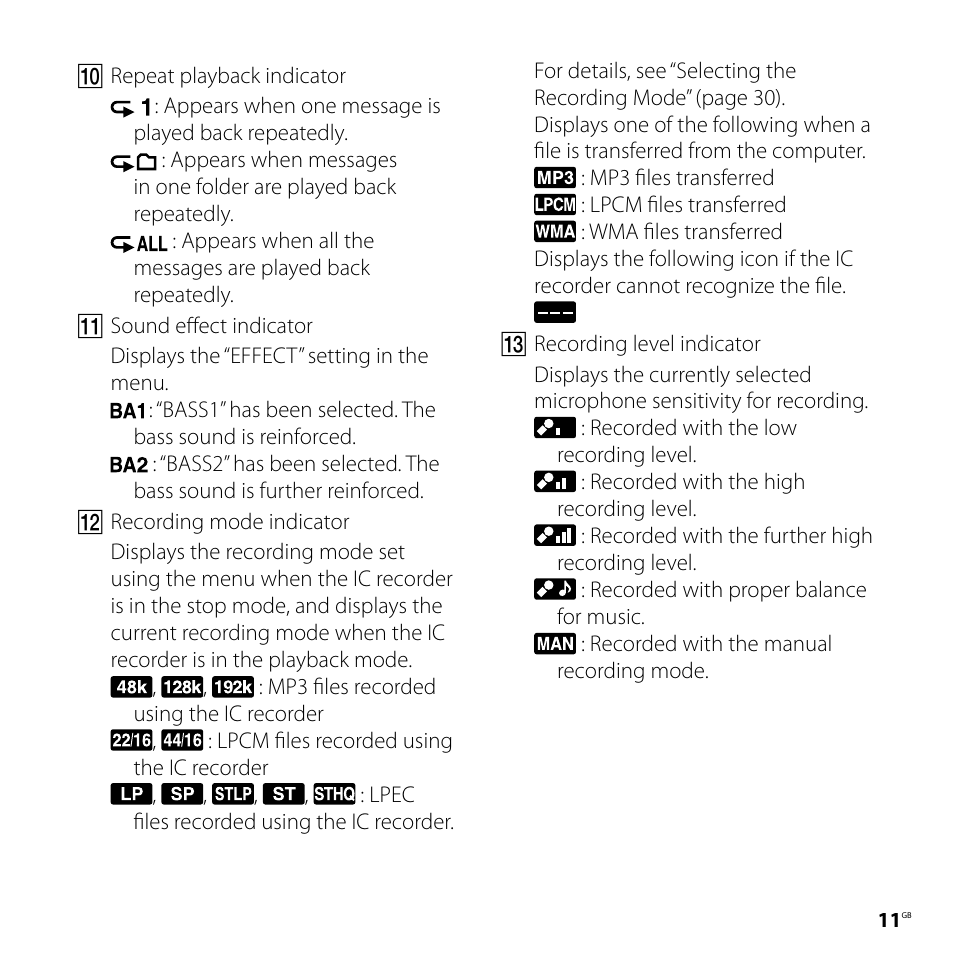 Sony ICD-SX800 User Manual | Page 11 / 136
