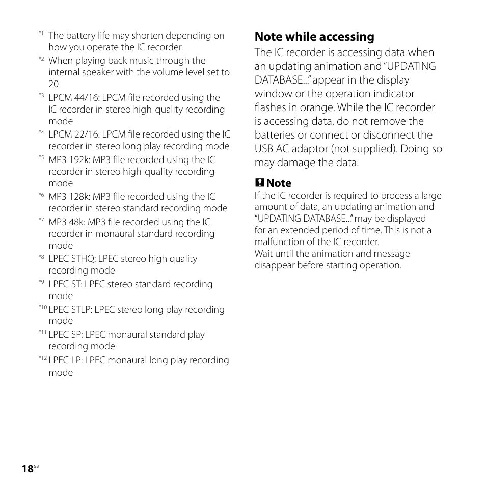 Sony ICD-SX800 User Manual | Page 18 / 136