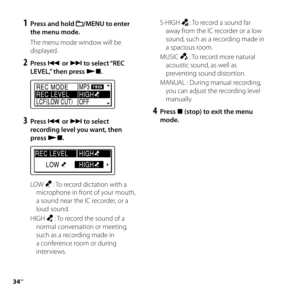 Sony ICD-SX800 User Manual | Page 34 / 136