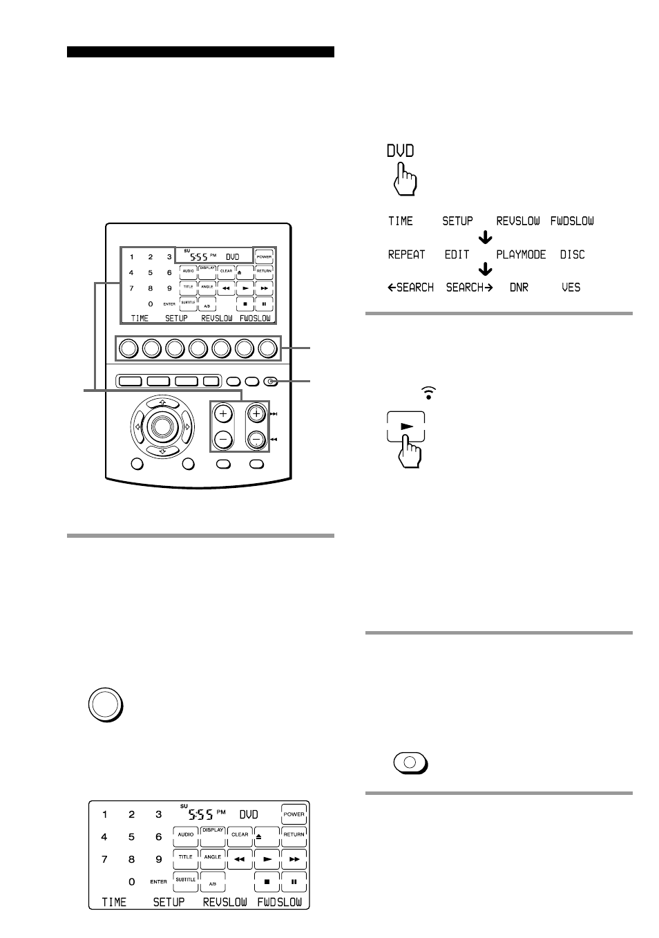 Press the desired key in the touch-key display, Example: to play a dvd player | Sony RM-AV3100 User Manual | Page 18 / 112