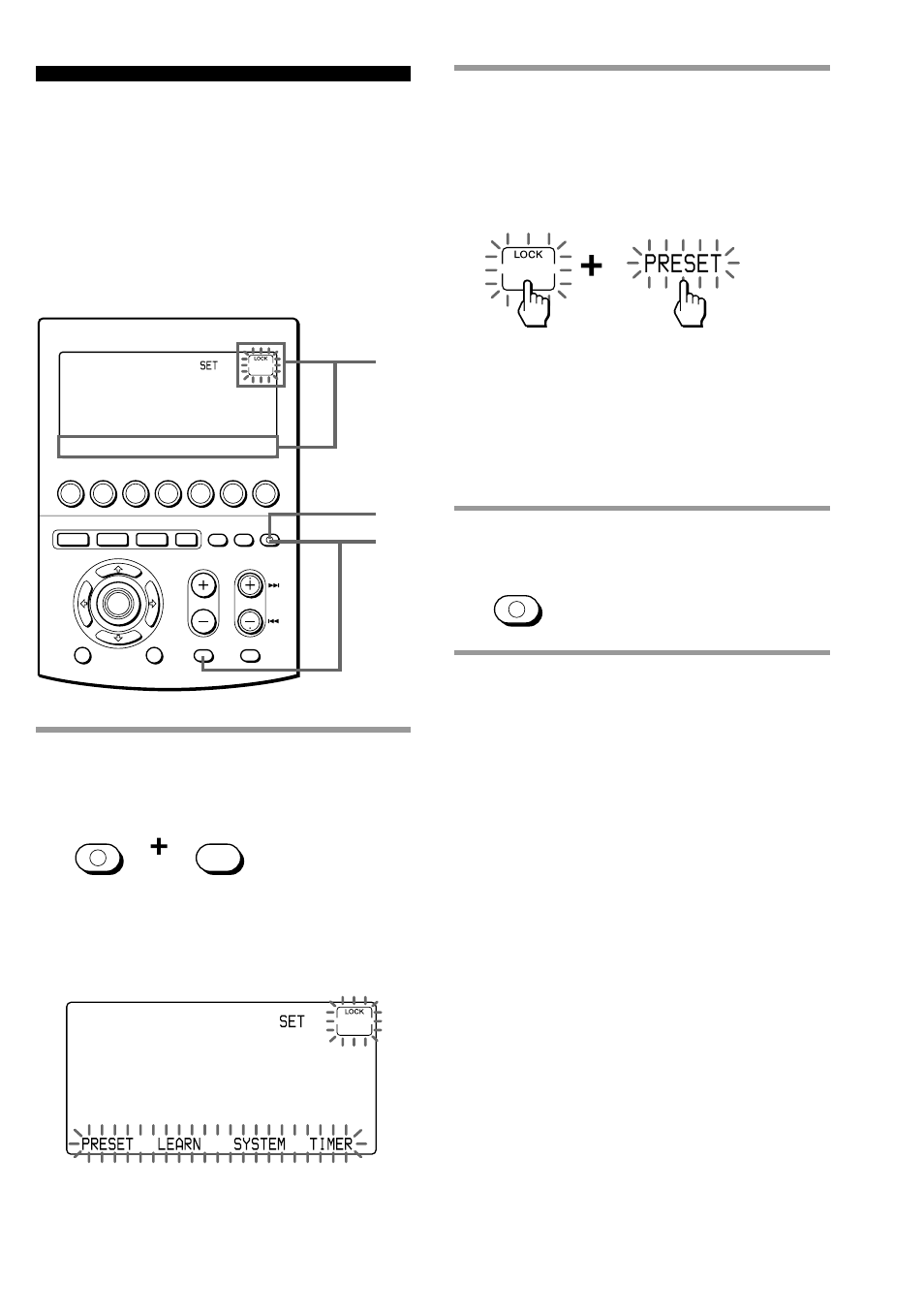 Protecting your settings — setting lock function, Protecting your settings, Preset | Press commander off, While pressing commander off, press muting, When the setting is locked | Sony RM-AV3100 User Manual | Page 77 / 112