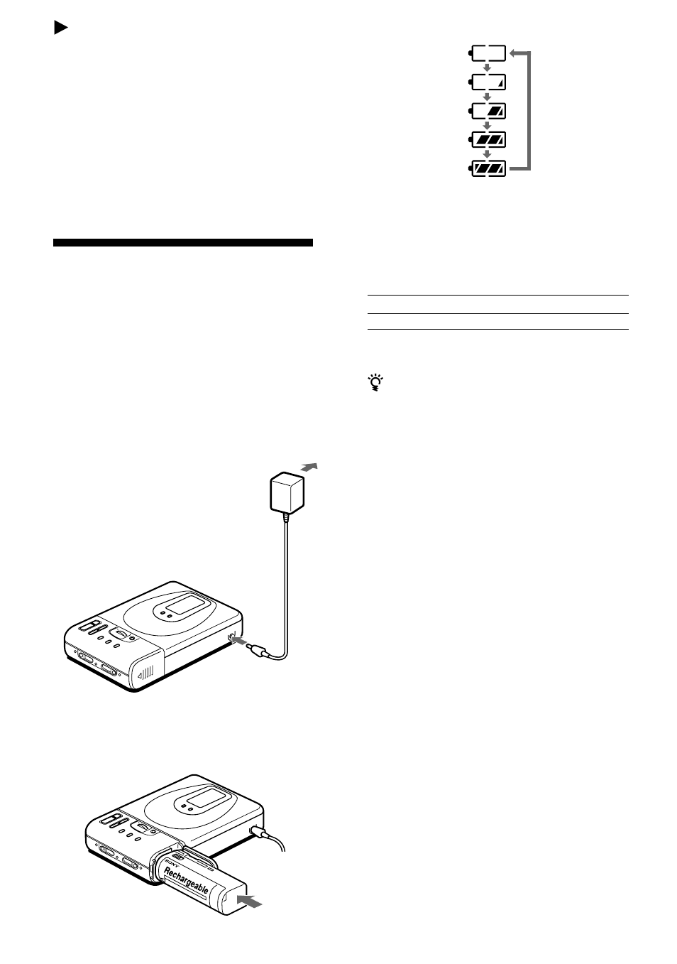Zströmkällor, Använda ett uppladdningsbart litiumjonbatteri | Sony MZ-R35 User Manual | Page 139 / 192