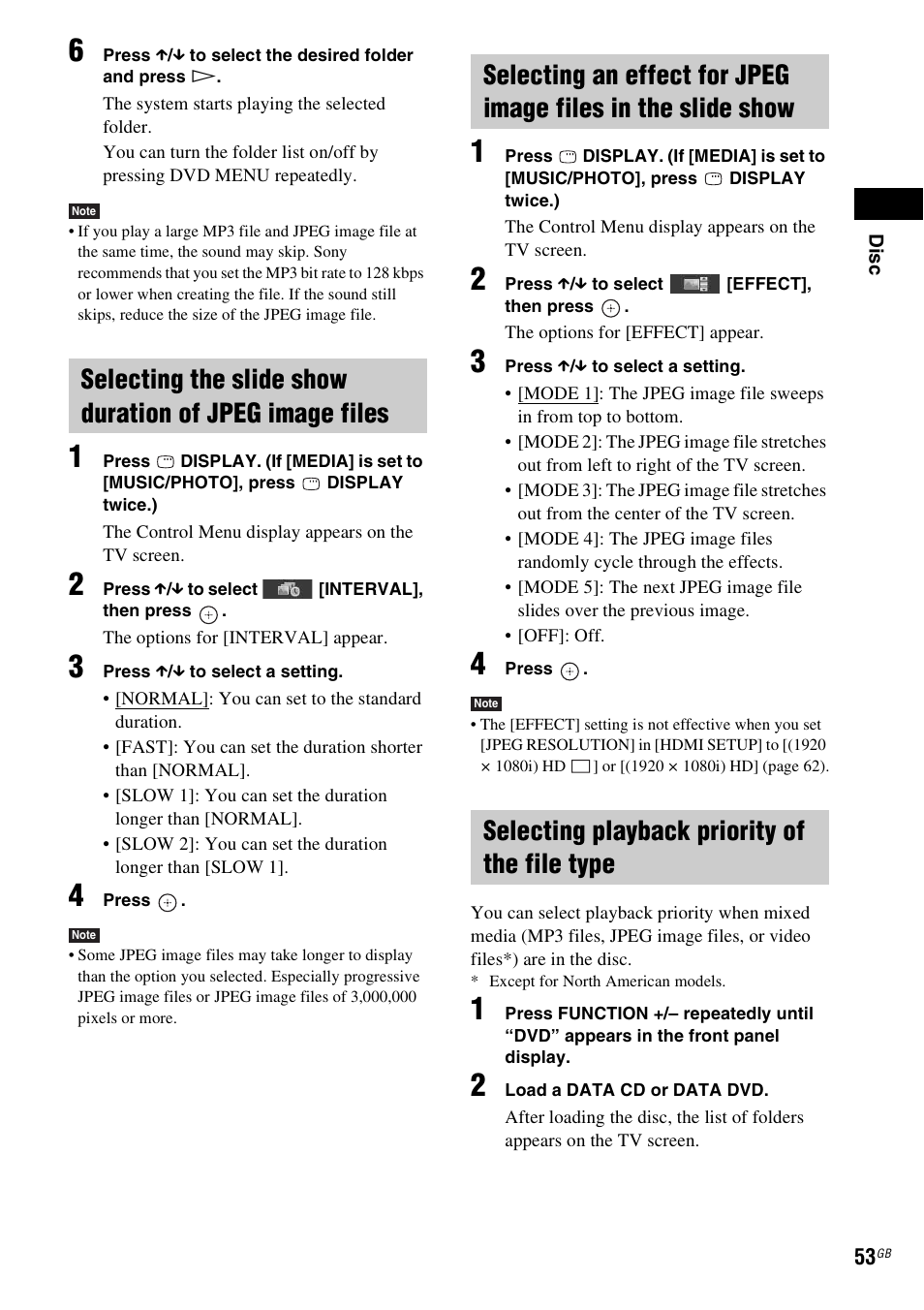 Selecting playback priority of the file type | Sony DAV-HDX285 User Manual | Page 53 / 116