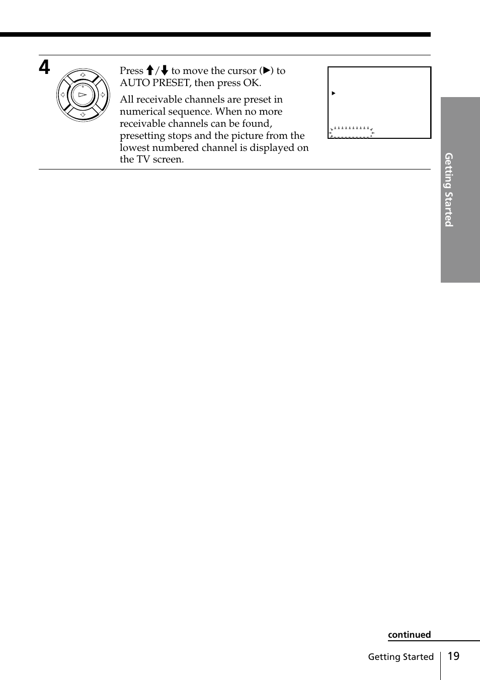 Getting started, Continued | Sony SLV-EZ11AZ User Manual | Page 19 / 68