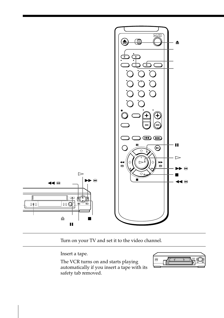 Basic operations, Playing a tape, 30 playing a tape | Sony SLV-EZ11AZ User Manual | Page 30 / 68