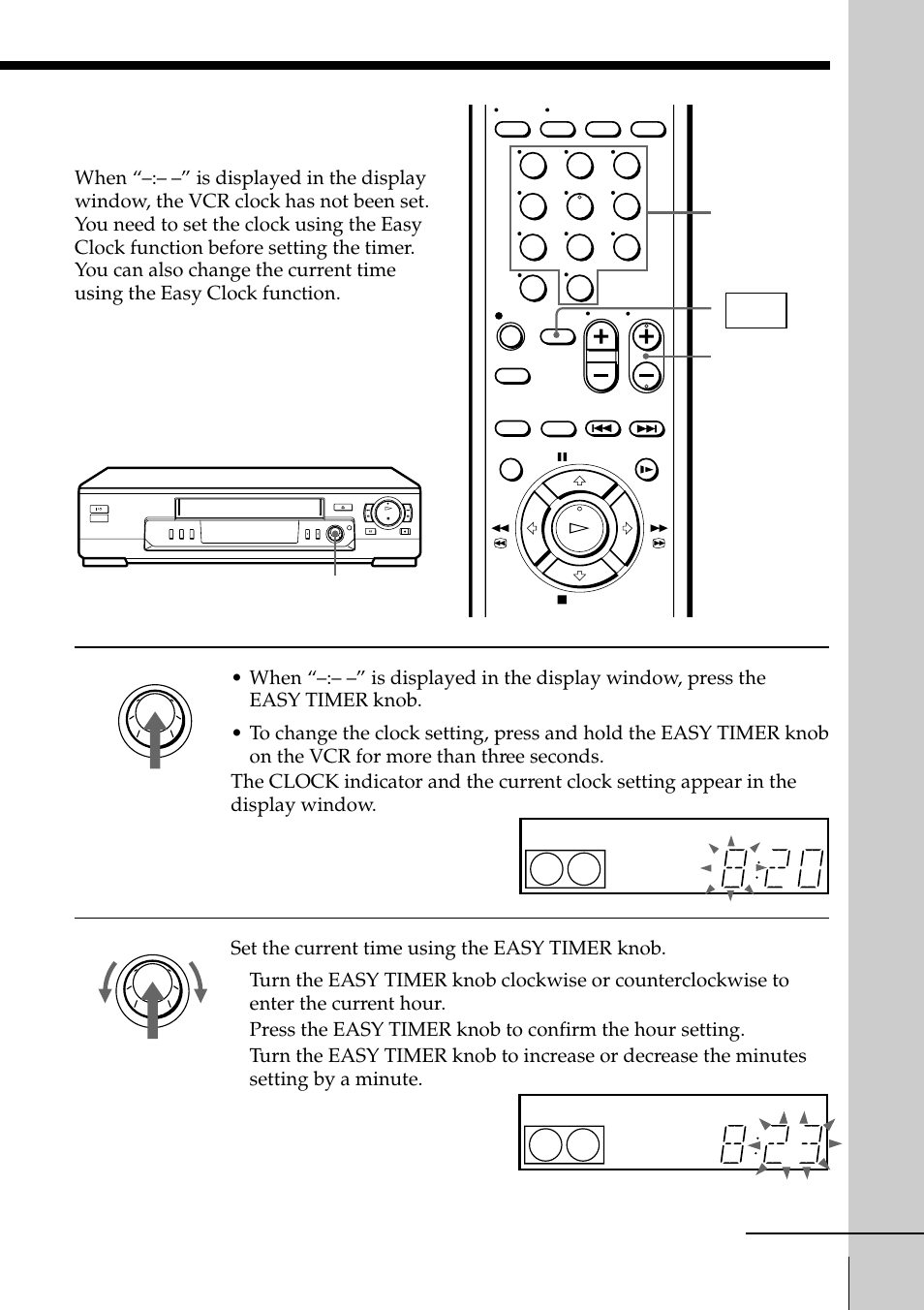 Setting or changing the easy clock | Sony SLV-EZ11AZ User Manual | Page 39 / 68
