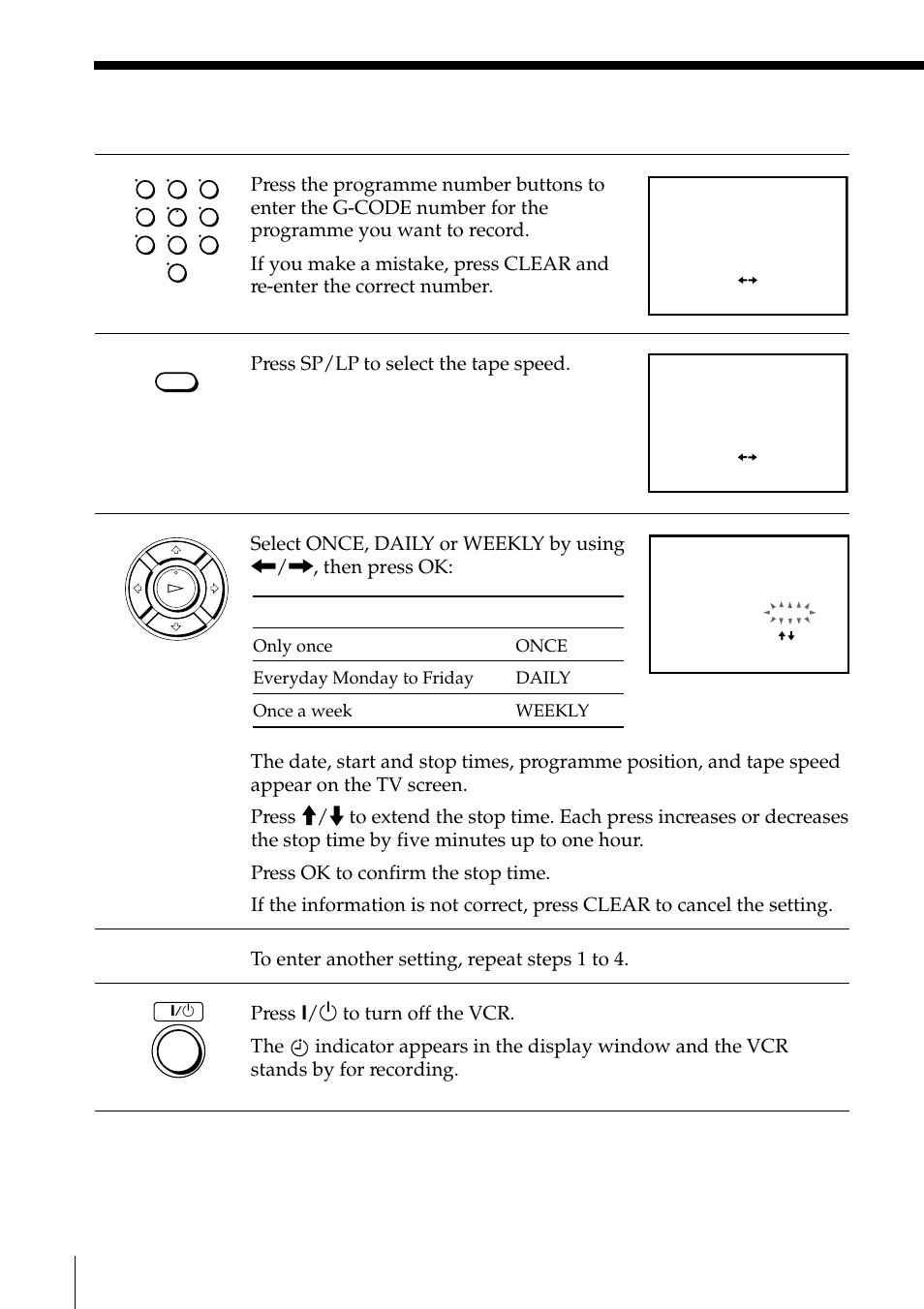 Press sp/lp to select the tape speed | Sony SLV-EZ11AZ User Manual | Page 44 / 68