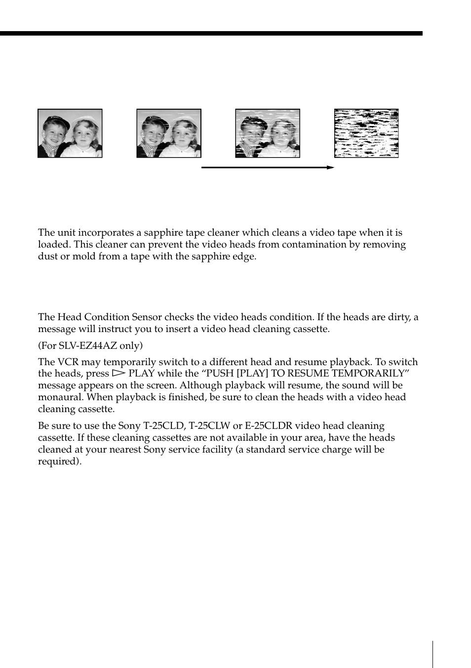 Sapphire tape cleaner (slv-ez44az/ez22az only), Head condition sensor | Sony SLV-EZ11AZ User Manual | Page 61 / 68