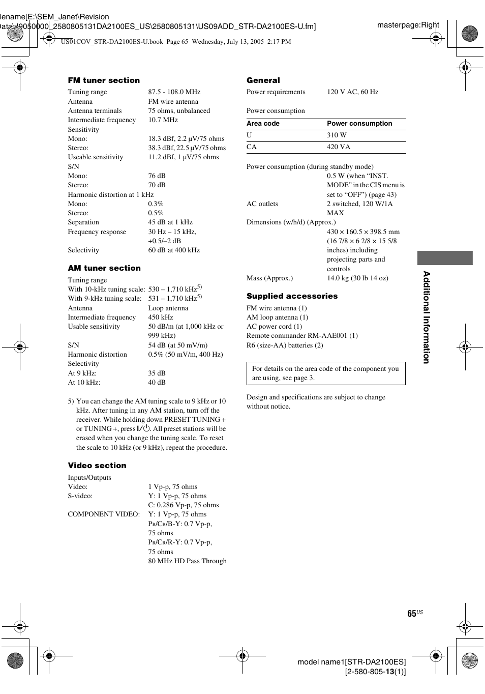 Sony STR-DA2100ES User Manual | Page 65 / 68