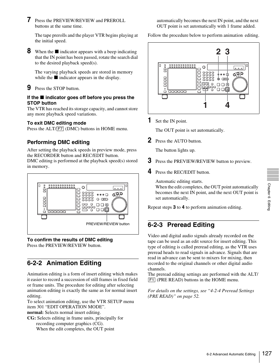 2-2 animation editing, 2-3 preread editing | Sony 5500 User Manual | Page 127 / 187