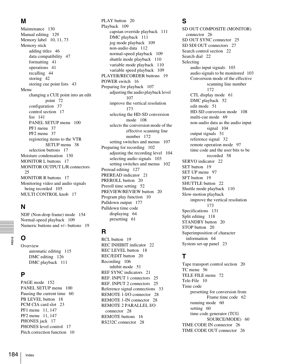 Sony 5500 User Manual | Page 184 / 187