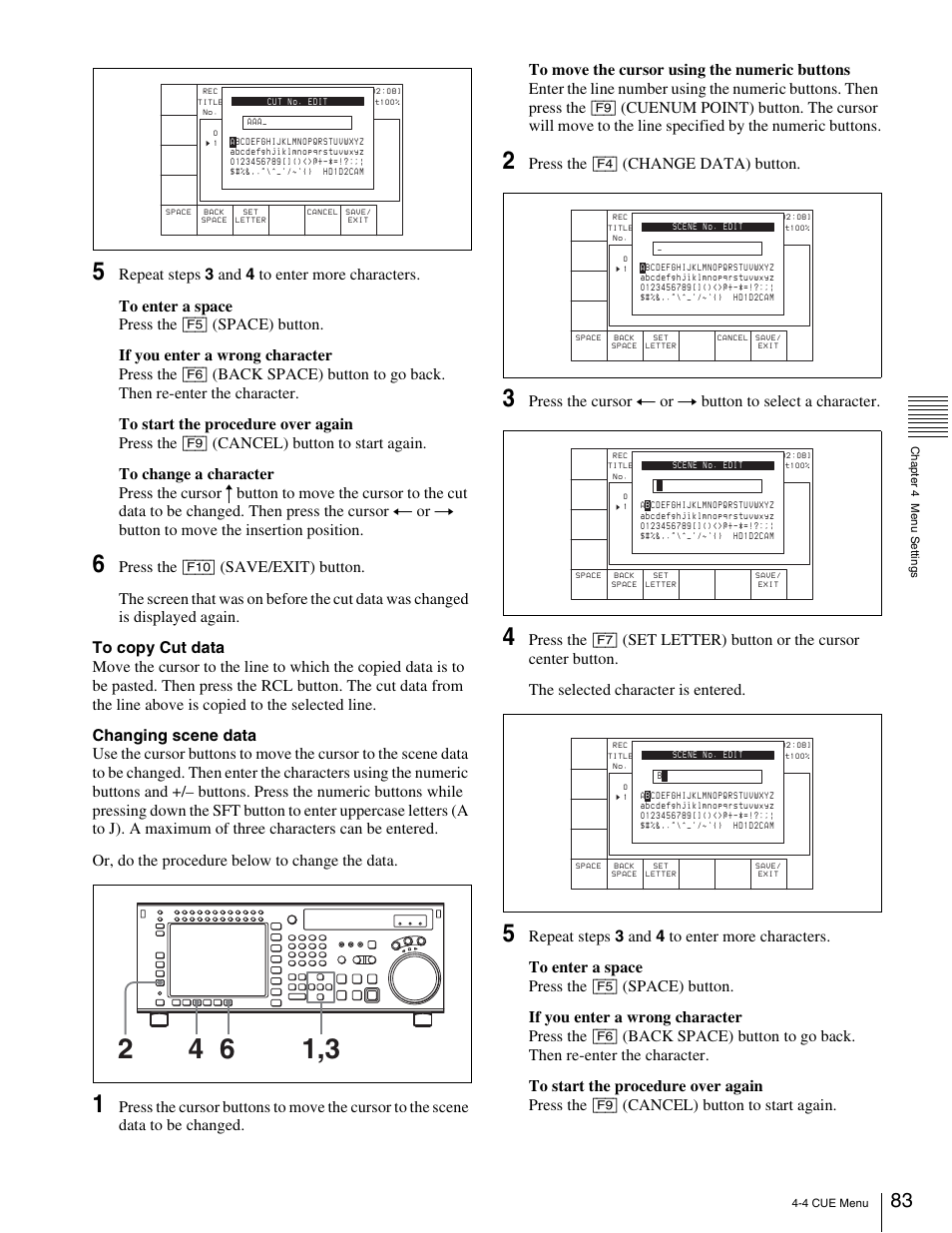 Press the [f4] (change data) button | Sony 5500 User Manual | Page 83 / 187