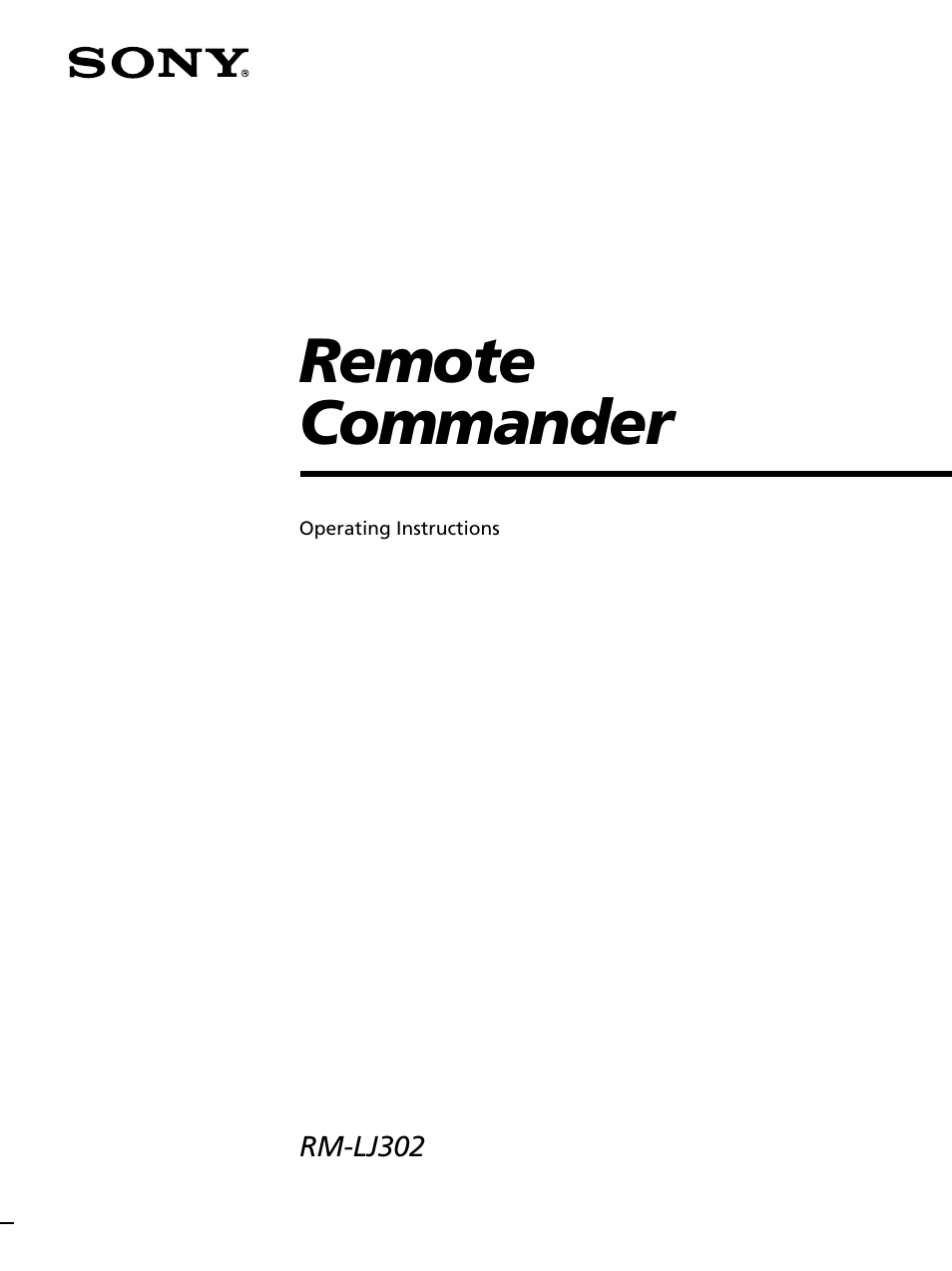 Sony RM-LJ302 User Manual | 23 pages