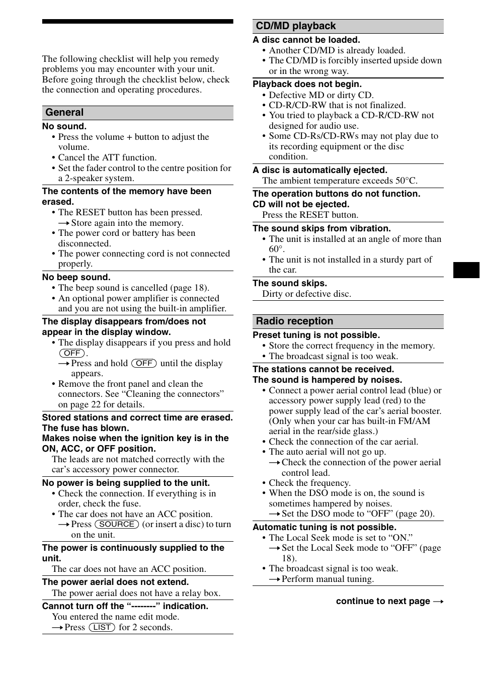 Troubleshooting, 25 troubleshooting | Sony CDX-CA890X User Manual | Page 25 / 84