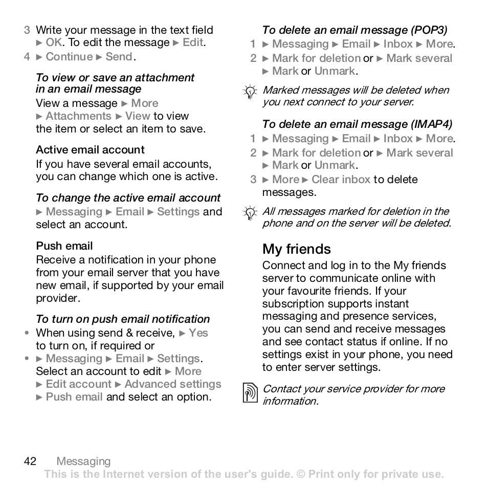 My friends | Sony K800i User Manual | Page 42 / 98