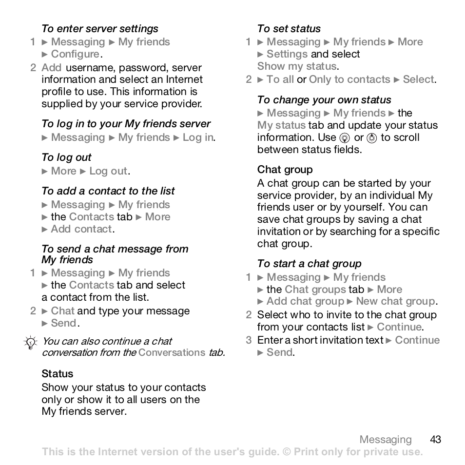 Sony K800i User Manual | Page 43 / 98