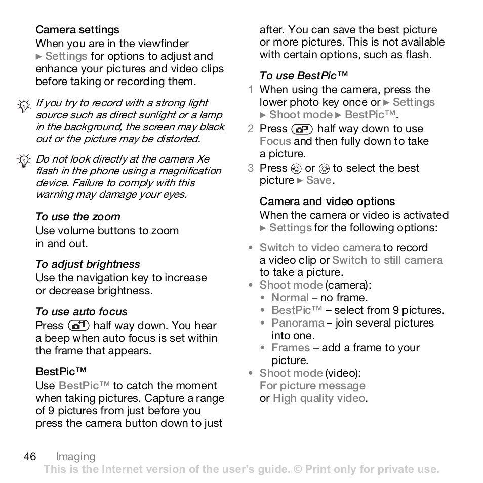 Sony K800i User Manual | Page 46 / 98