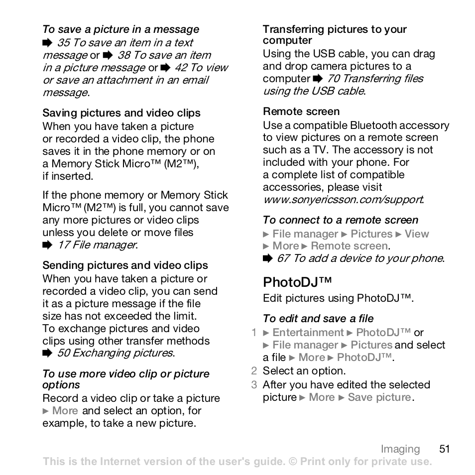 Photodj | Sony K800i User Manual | Page 51 / 98