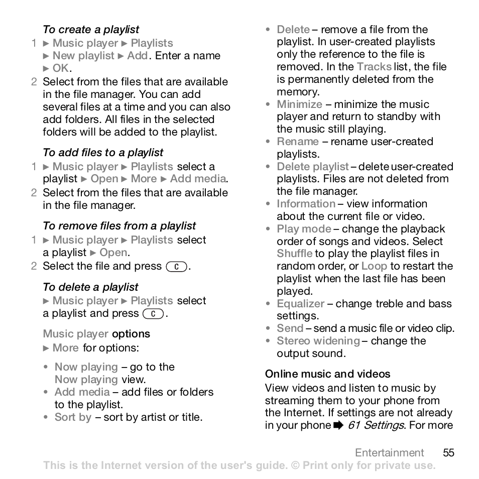 Sony K800i User Manual | Page 55 / 98