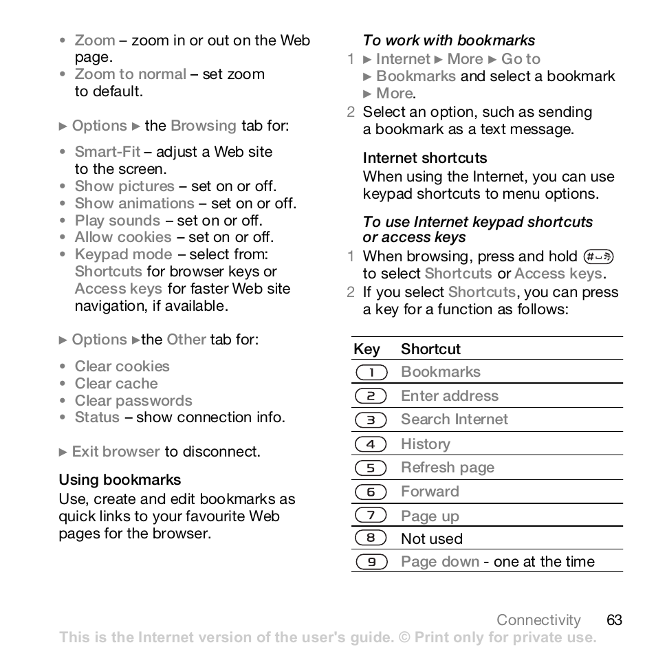 Sony K800i User Manual | Page 63 / 98