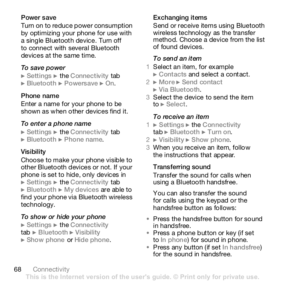 Sony K800i User Manual | Page 68 / 98