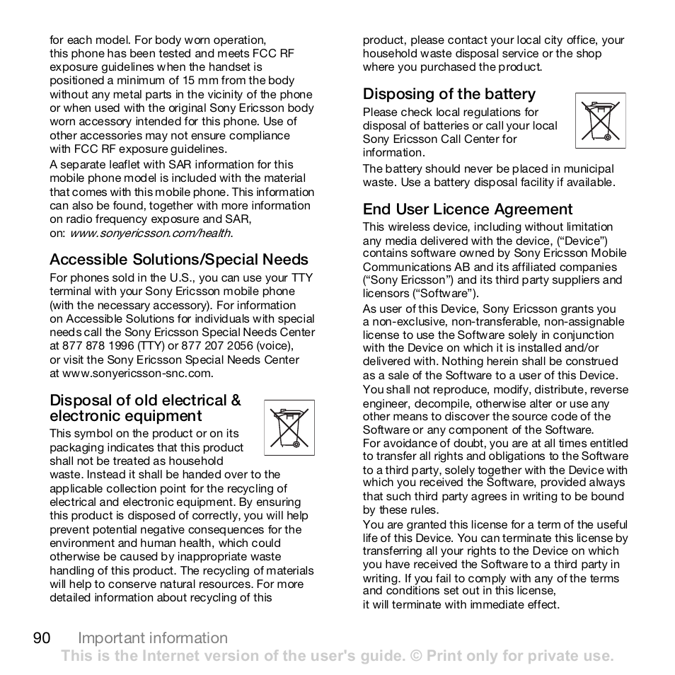 Sony K800i User Manual | Page 90 / 98