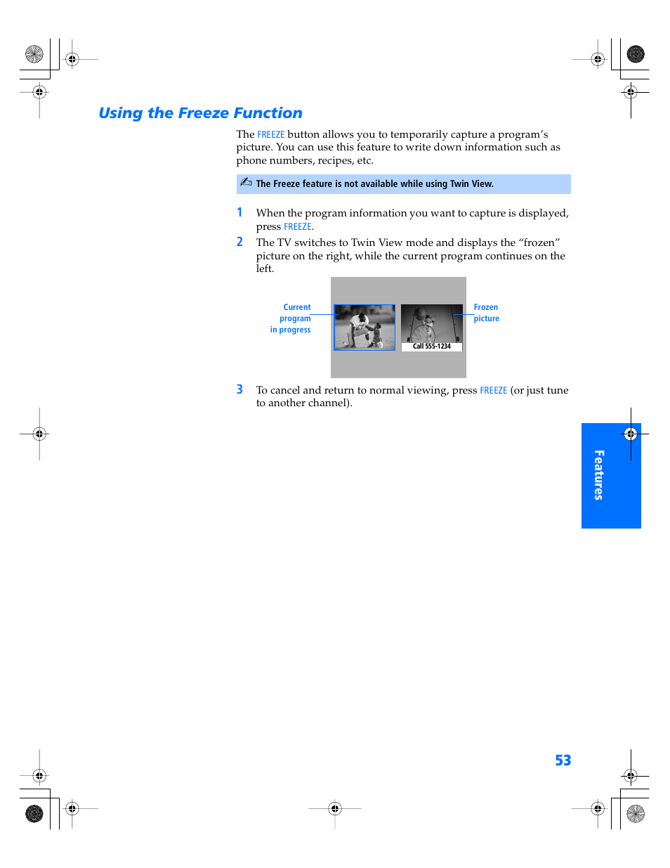 Using the freeze function | Sony WEGA KV-34XBR800 User Manual | Page 54 / 91