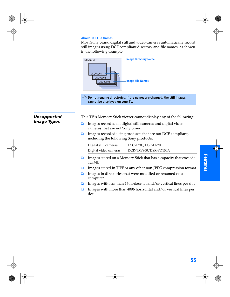 Unsupported image types | Sony WEGA KV-34XBR800 User Manual | Page 56 / 91