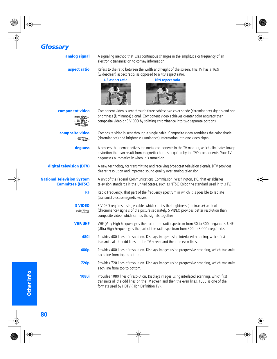 Glossary | Sony WEGA KV-34XBR800 User Manual | Page 81 / 91