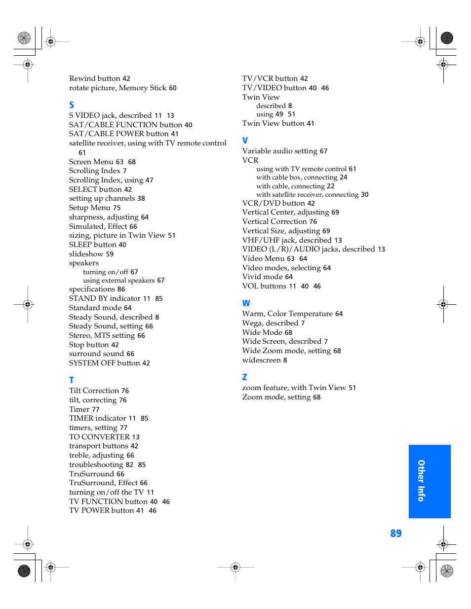 Sony WEGA KV-34XBR800 User Manual | Page 90 / 91