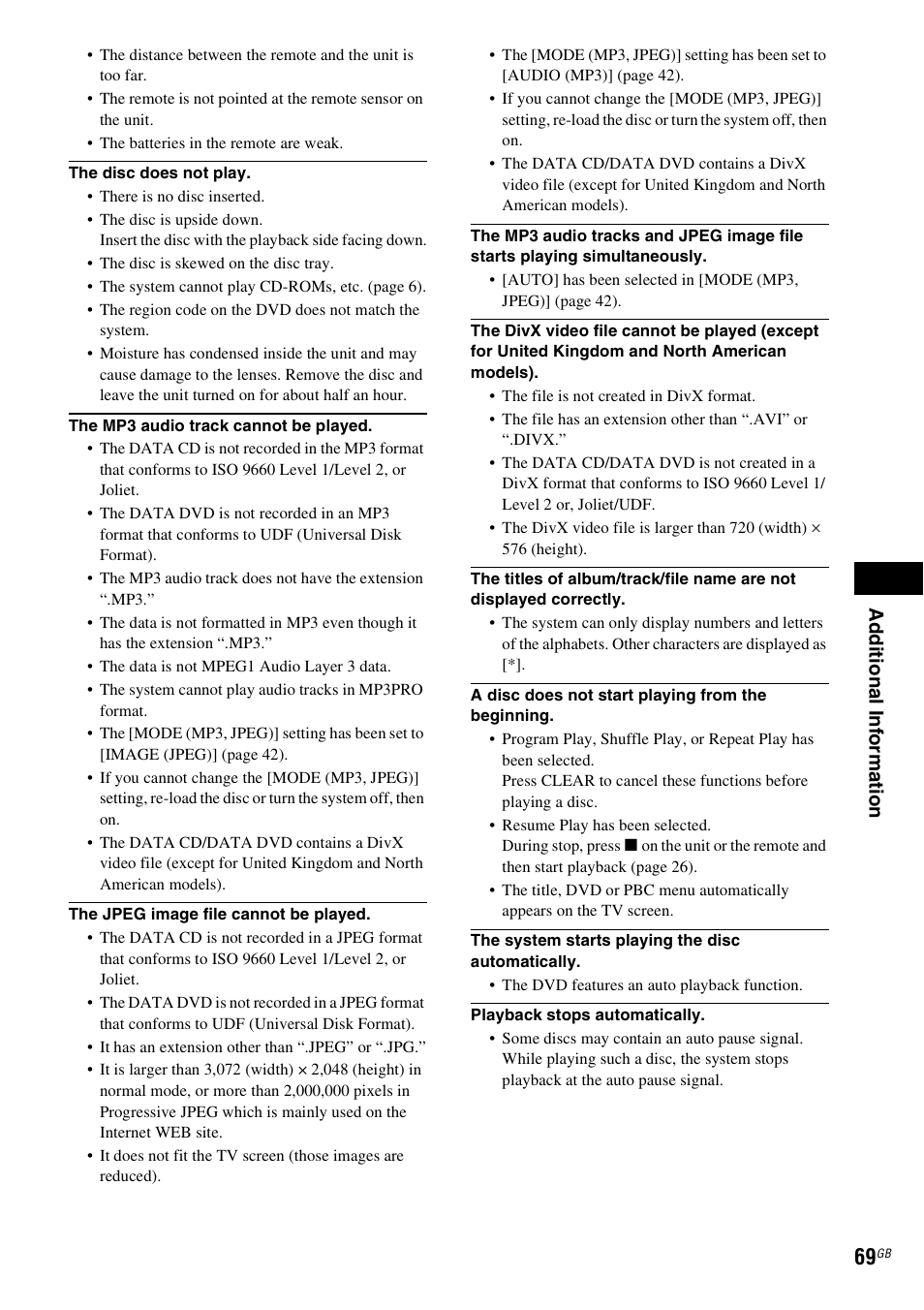 Ad dition al i n fo rm atio n | Sony 3-283-028-11(1) User Manual | Page 69 / 88