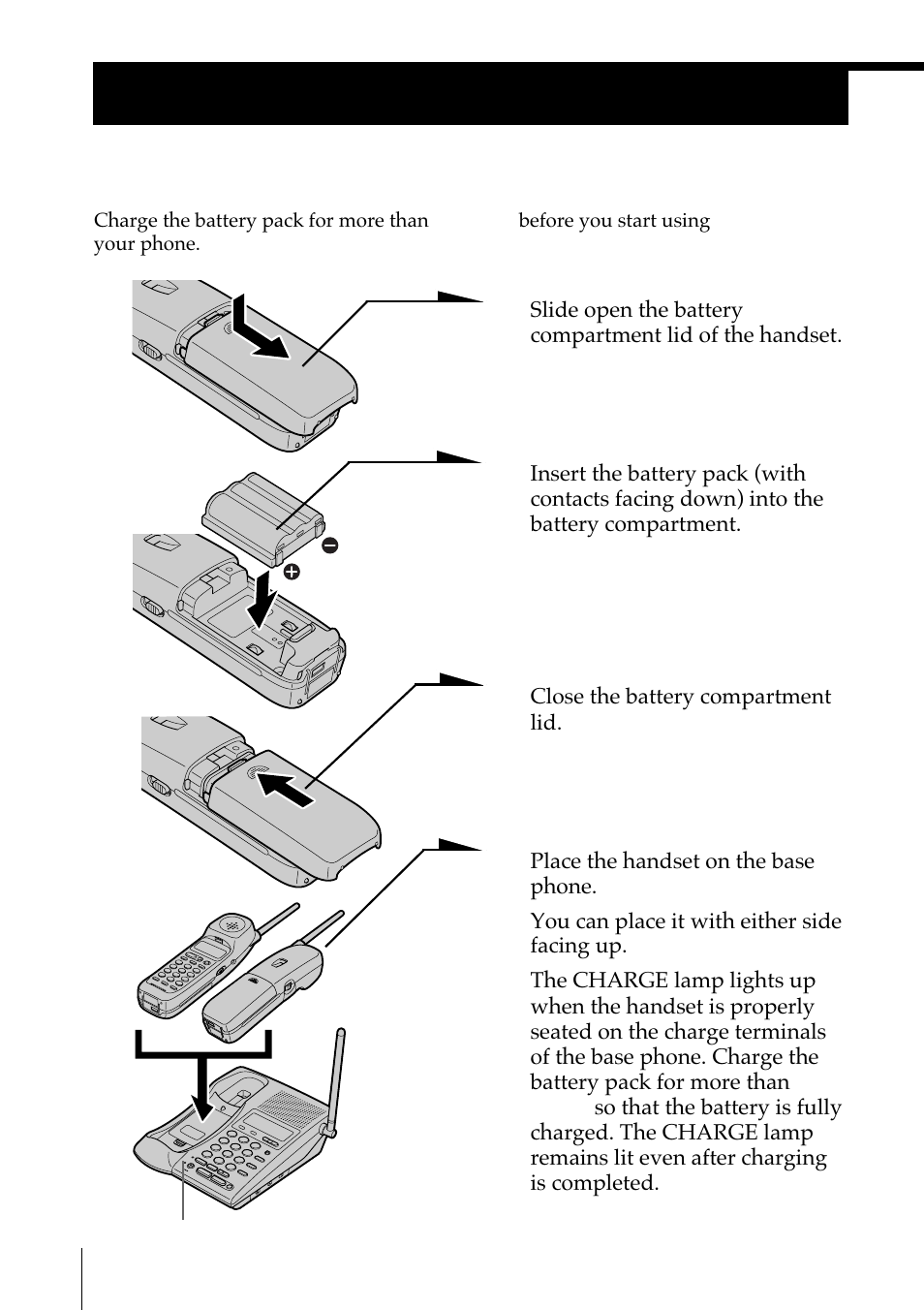 Preparing the battery pack, Step 3: preparing the battery, Pack | Step 3 | Sony SPP-IM977 User Manual | Page 14 / 72