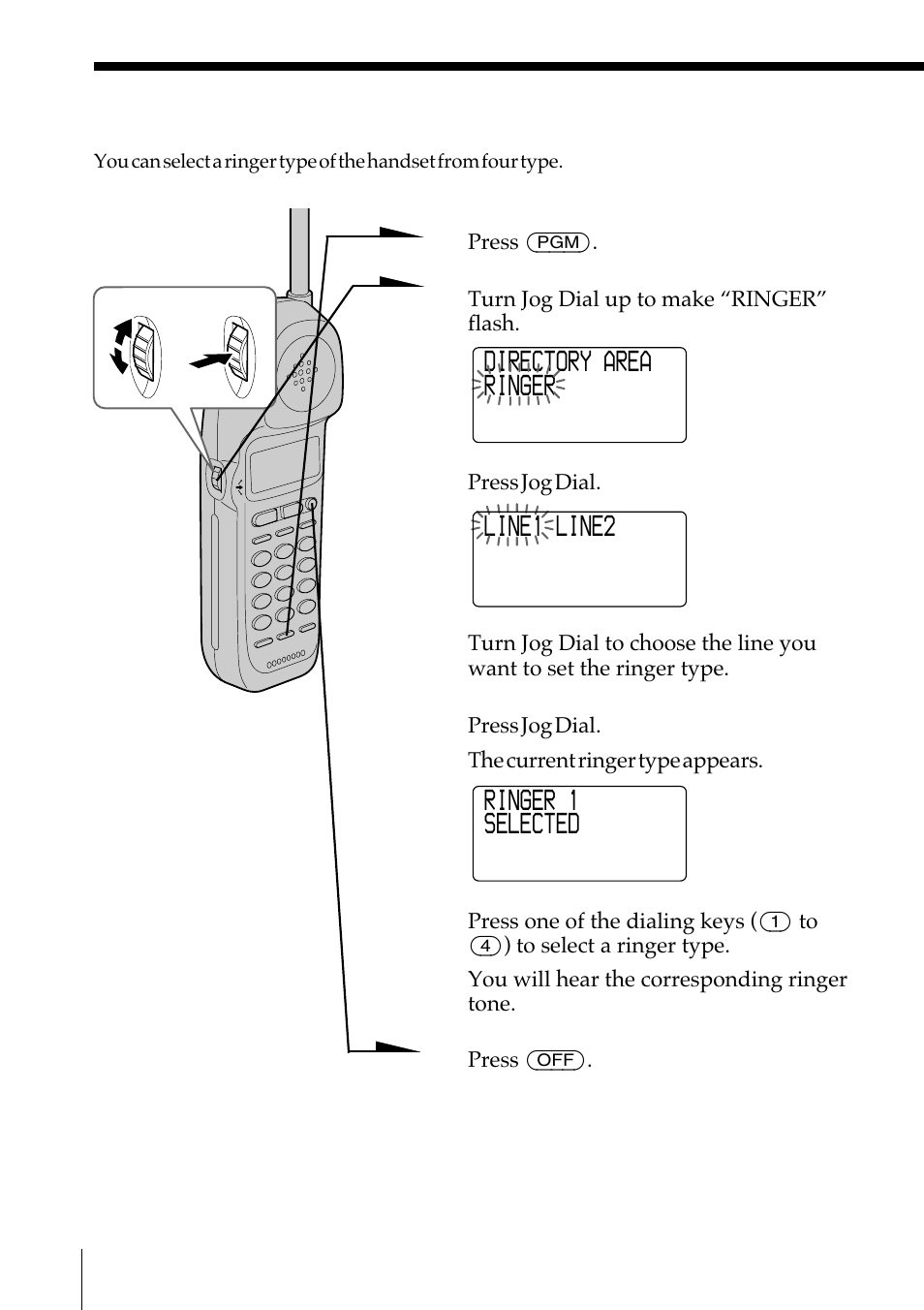 Setting the ringer type | Sony SPP-IM977 User Manual | Page 42 / 72