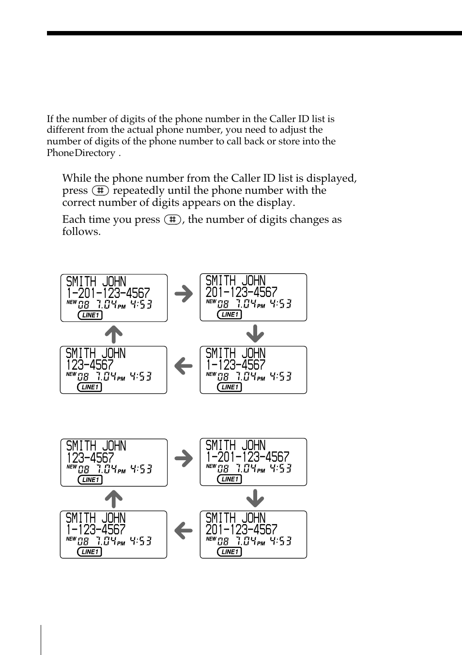 To change the number of digits of the phone number | Sony SPP-IM977 User Manual | Page 58 / 72