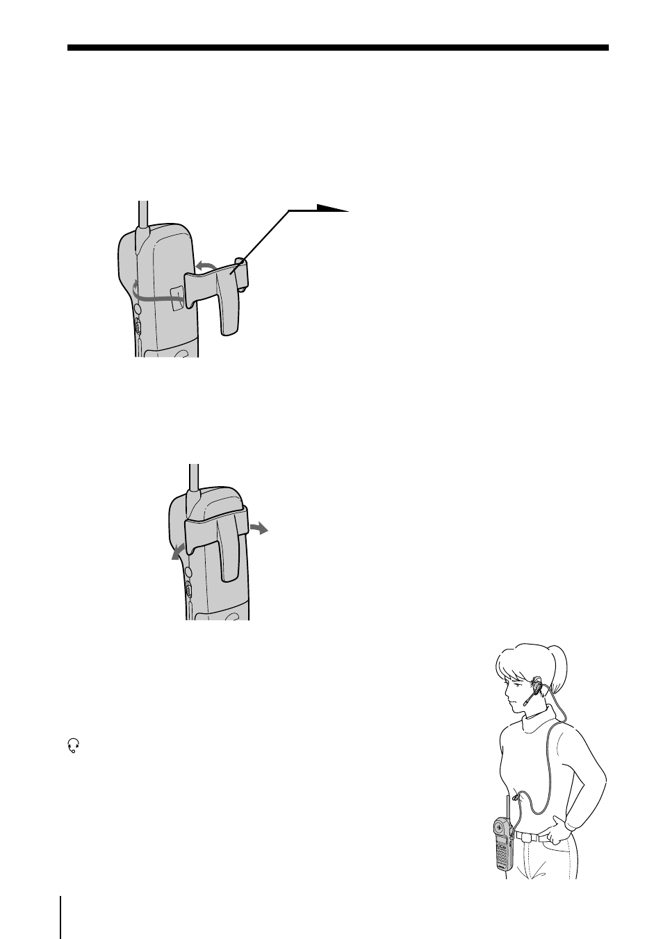 Carrying the handset by the belt clip, Attaching the belt clip, Detaching the belt clip | Sony SPP-IM977 User Manual | Page 64 / 72