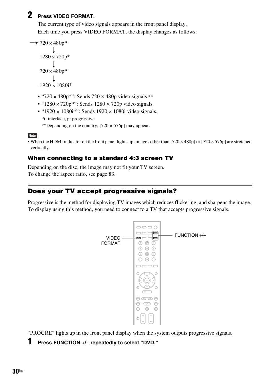 Does your tv accept progressive signals | Sony DAV-DZ830W User Manual | Page 30 / 116