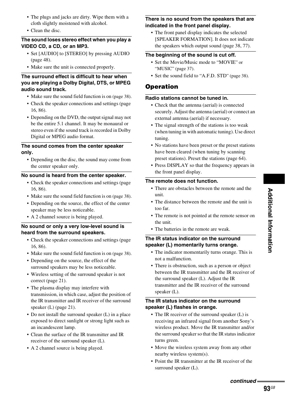 Ad dition al i n fo rm atio n, Operation | Sony DAV-DZ830W User Manual | Page 93 / 116