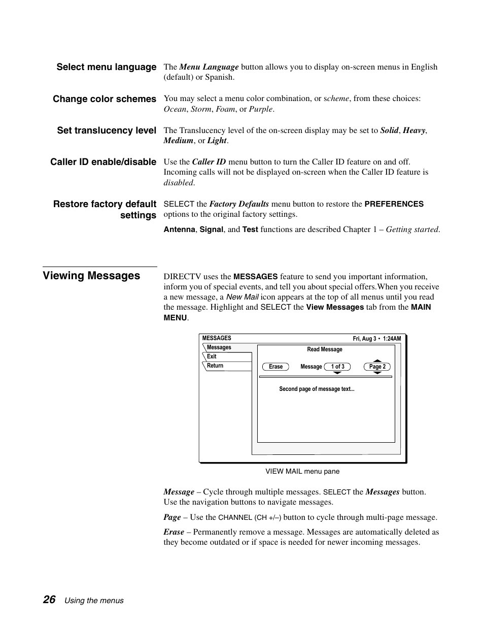 Viewing messages | Sony SAT-B65 User Manual | Page 35 / 58