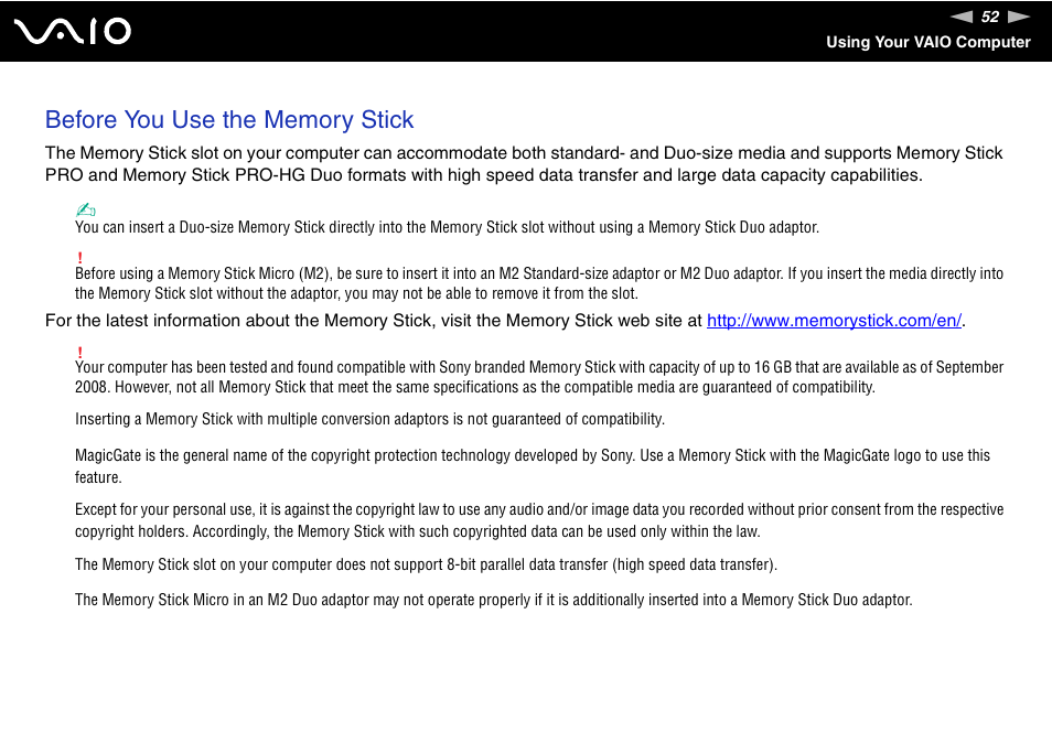Sony VAIO VGN-NS User Manual | Page 52 / 175