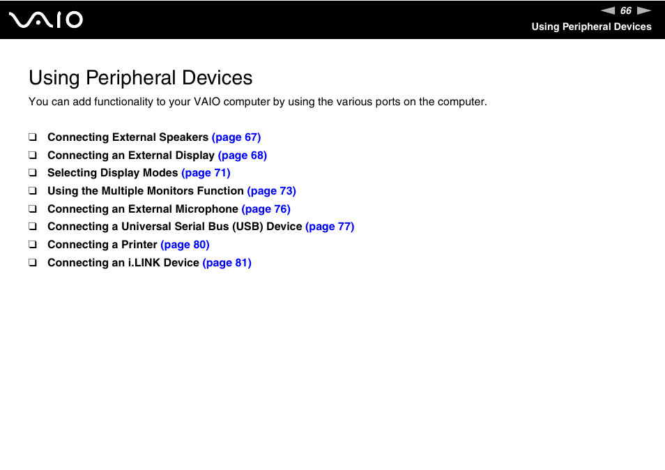 Using peripheral devices | Sony VAIO VGN-NS User Manual | Page 66 / 175