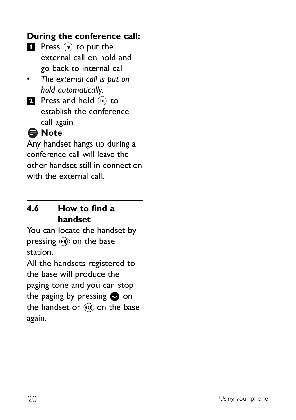 6 how to find a handset, How to find a handset | Sony CD145 User Manual | Page 22 / 40