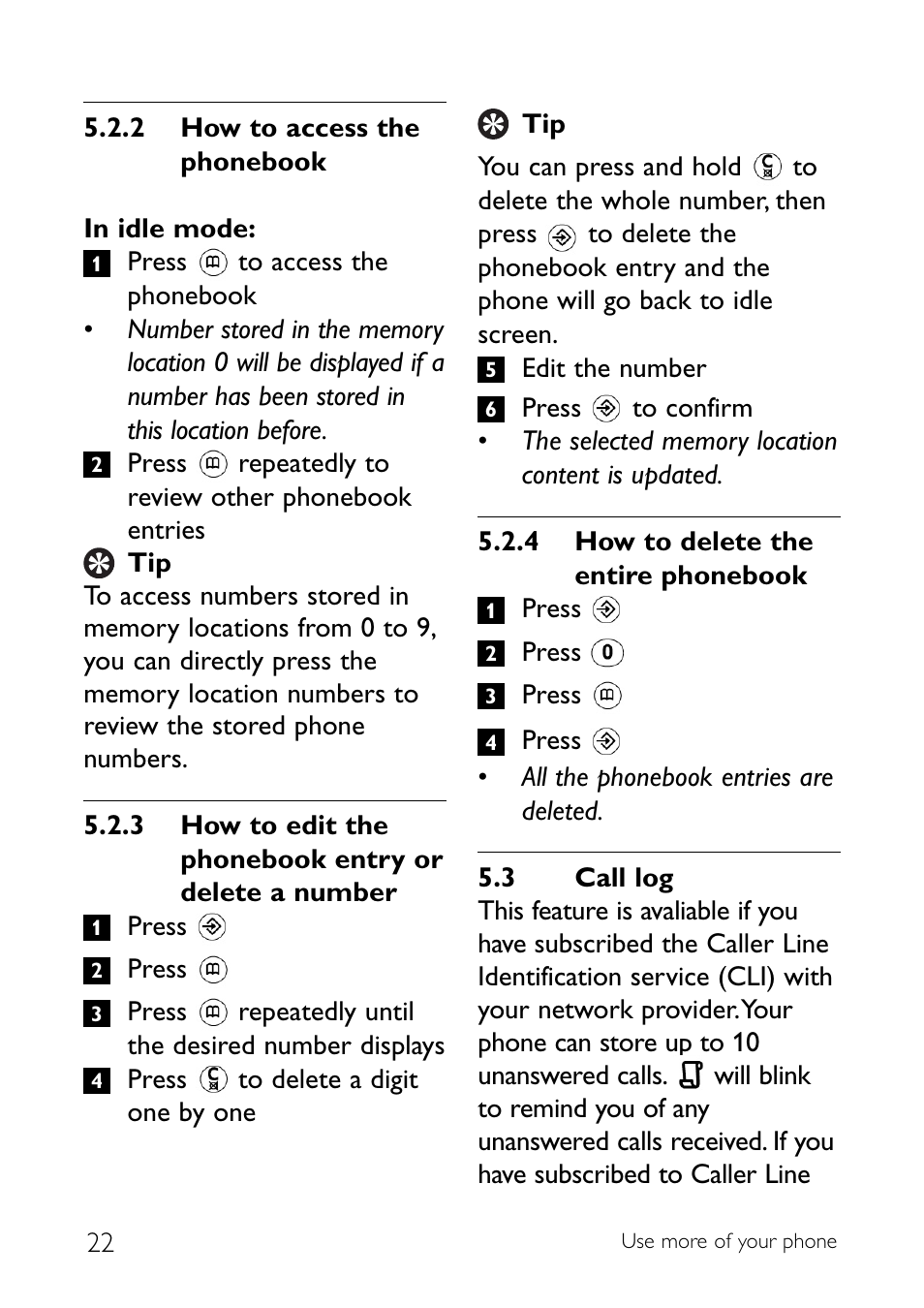 3 call log, Call log | Sony CD145 User Manual | Page 24 / 40