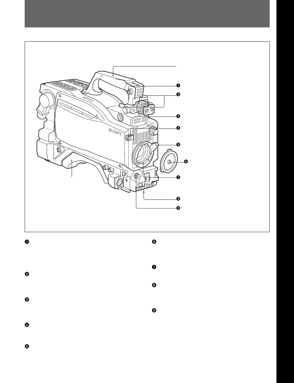 第２章 各部の名称と働き, 1 アクセサリー取り付け部, 1(j) | Sony HDC-F950 User Manual | Page 13 / 130