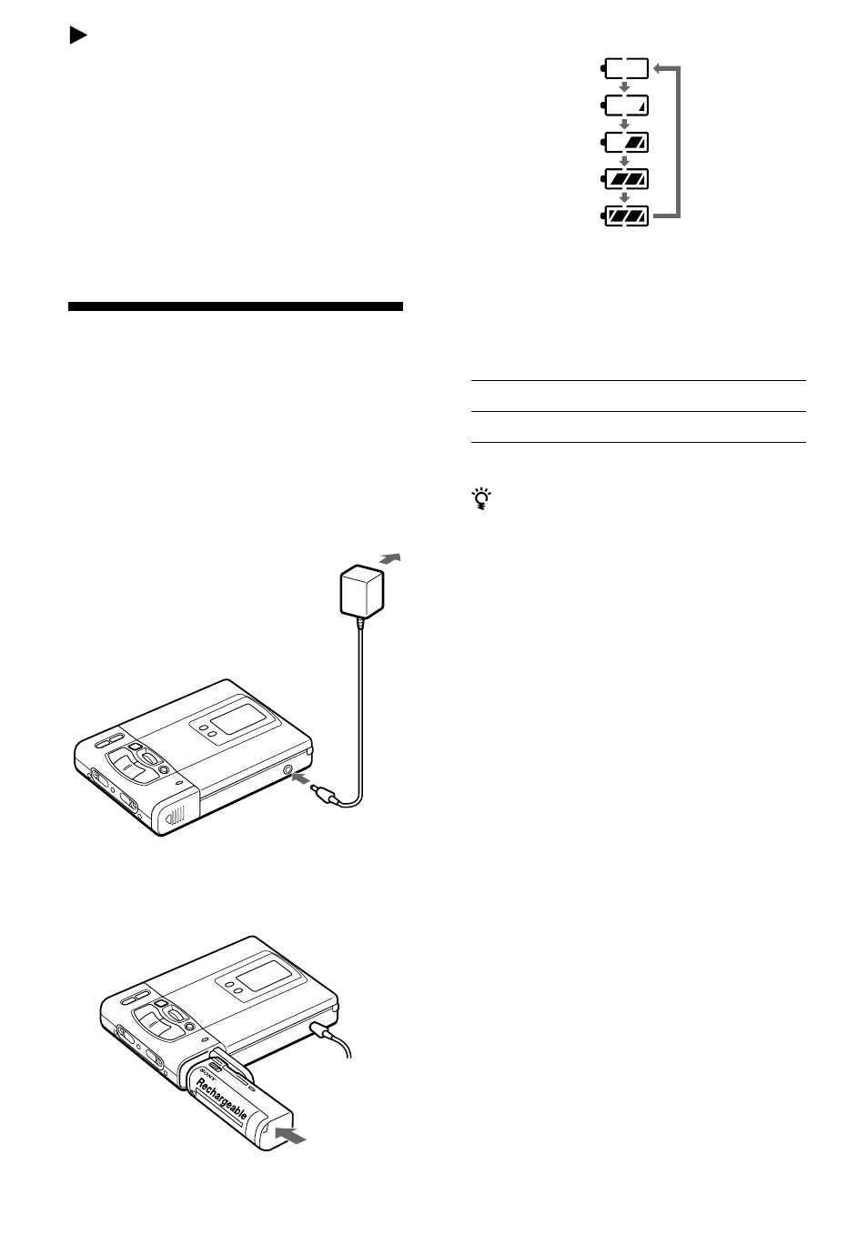 Zvirtalähteet, Ladattavan litium-ioni- akun käyttäminen | Sony MZ-R50 User Manual | Page 179 / 212