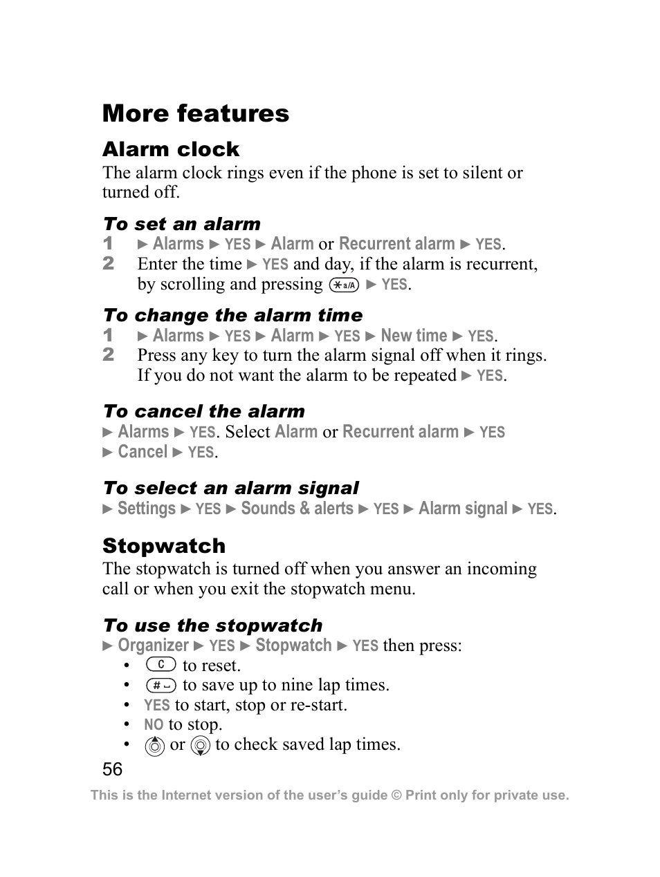 More features | Sony Z300i User Manual | Page 57 / 80