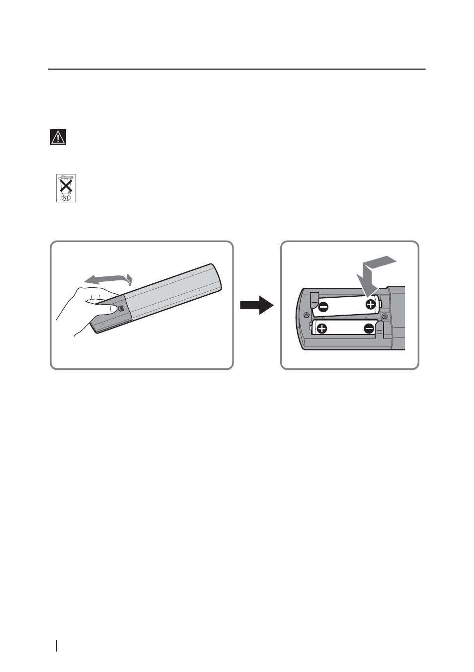 Installatie, Batterijen in de afstandsbediening plaatsen | Sony WEGA KLV-17HR2 User Manual | Page 212 / 248