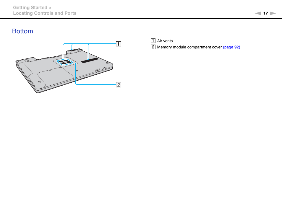 Bottom | Sony VAIO VGN-FW User Manual | Page 17 / 159