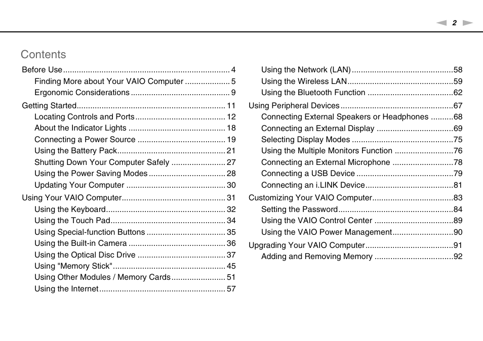 Sony VAIO VGN-FW User Manual | Page 2 / 159