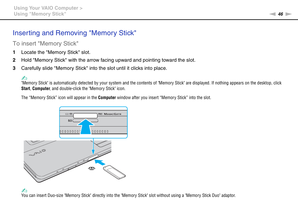 Sony VAIO VGN-FW User Manual | Page 46 / 159